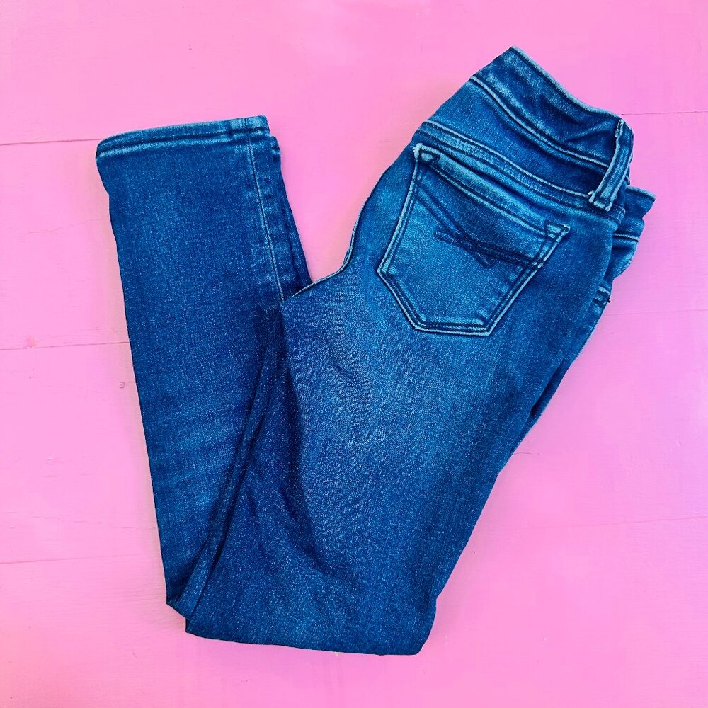 GAP Kids Girls Skinny Jeans Size 7 Dark Wash Adjustable Waist Stretch Denim